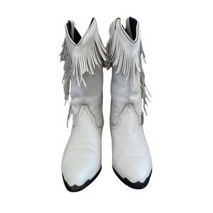 ACME Vintage Leather Fringe Cowgirl Boots